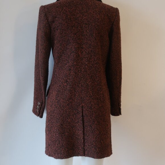 Yves Saint Laurent Black Brown Tweed Boucle Wool Blend Faux Fur Jacket Coat 6 - Picture 12 of 16